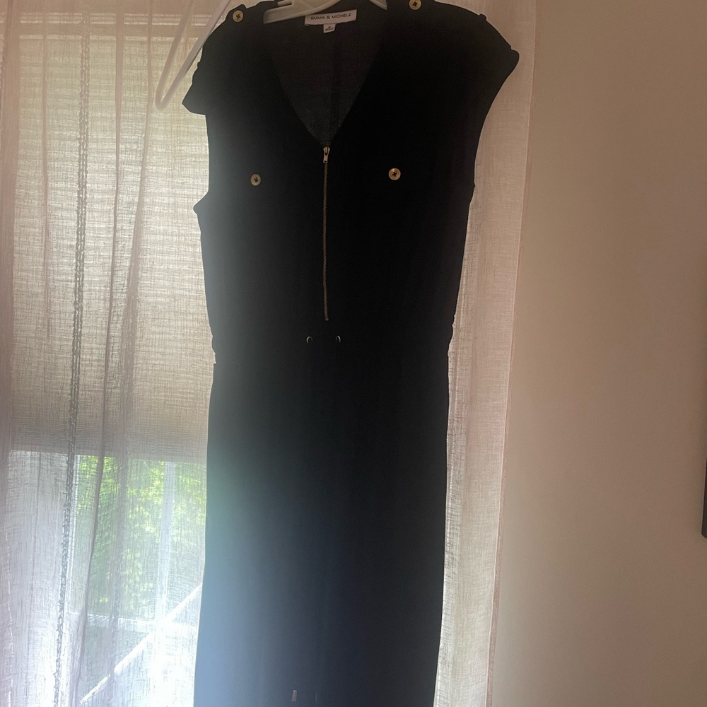 Wide leg black zipper jump suit